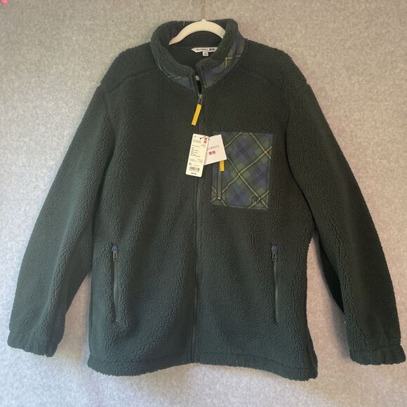 Uniqlo Other - NEW J.W. Anderson and Uniqlo Japan Dark Green Plaid Sherpa Fleece jacket XL #Bi